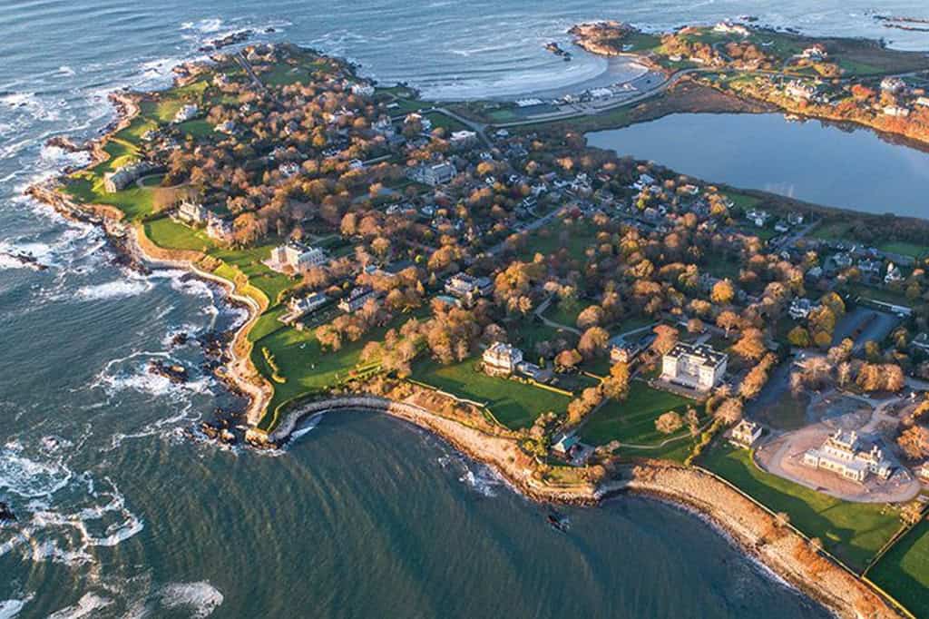Rhode Island: Rhode Island coast town aerial